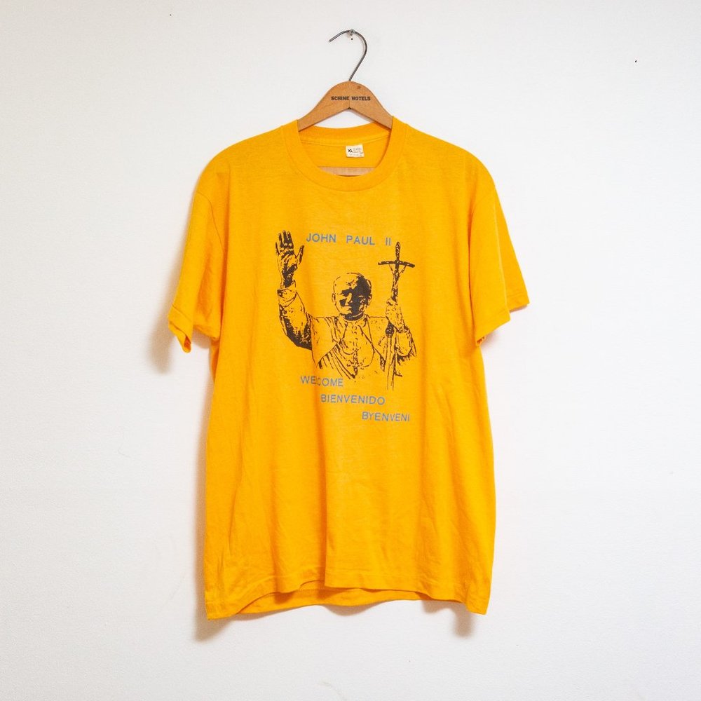 Vintage 1987 Pope John Paul II Welcome T- shirt